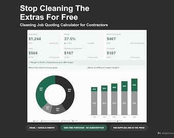 Cleaning Quote Calculator - Cleaning Business Estimate Spreadsheet for Contractors, Excel and Google Sheets, Instant Digital Download