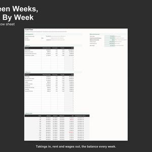 Foglio di calcolo per la previsione del flusso di cassa di saloni di bellezza e studi professionali, compatibile con Excel e Fogli Google, download digitale immediato. immagine 3