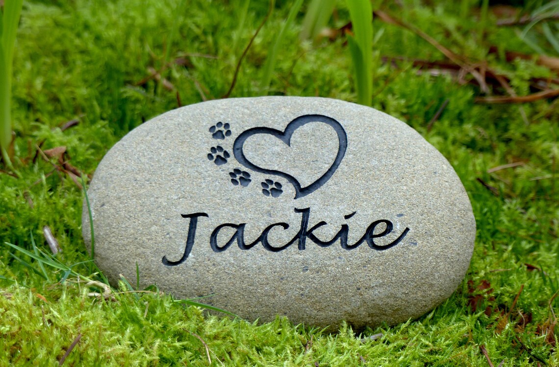 Small Garden River Stone Pet Memorial Dog or Cat Etsy