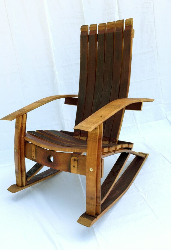 Wine Barrel Adirondack Rocking Chair Woodworking Plans 5854 Etsy