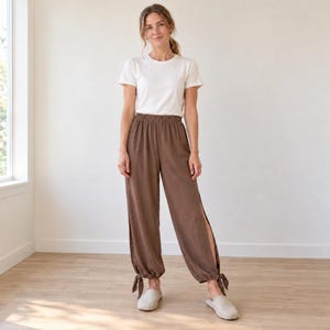 Harem Pants Sewing Pattern | Marlowe Side-Split Tie-Ankle Trousers with Elastic Waist | XS-XXXL, A4 US Letter and A0