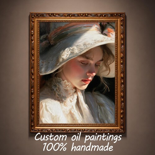 Op maat gemaakt olieverfportret, schilderij op canvas op basis van een foto, een cadeau voor meisjes of oudere vrouwen, portret in vintage-stijl