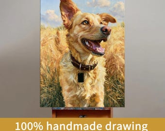 Customized pet oil painting portrait, personalized dog painting, pet enthusiast commemorative gift, for girls, canvas painting, for elders