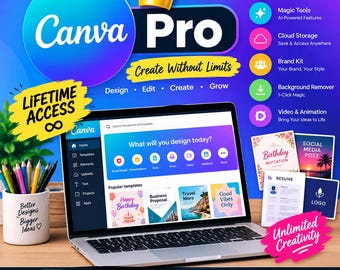 Canva Pro Lifetime Access | Premium Design Account | 400K+ Templates | AI Design Tools | Instant Digital Delivery | Team Invite