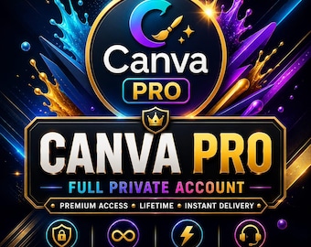 Acceso de por vida a Canva Pro / Cuenta de diseño premium / Más de 400.000 plantillas / Herramientas de diseño con IA / Entrega digital instantánea / Invitación de equipo