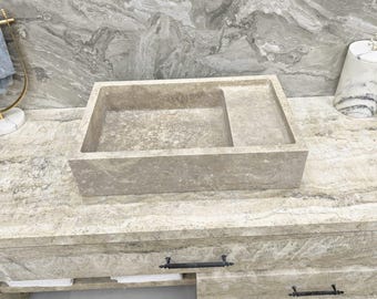 Noche Travertine Vessel Sink Natural Stone Bathroom Vanity Basin