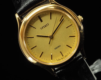 US Duty Paid Vintage 1998 N MINT Seiko Spirit 5E31-6C80 Gold Quartz 26mm Womens Watch JAPAN