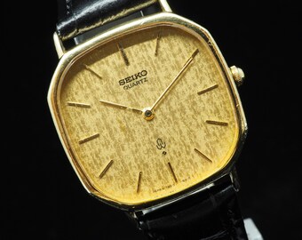 US Duty Paid Vintage 1988 Seiko Chariot 7820-5210 Gold Dial Octagon Qz 31mm Mens Watch JAPAN