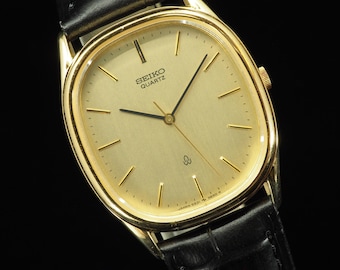 US Duty Paid Vintage 1982 Seiko Chariot 5931-5500 Gold Oval Quartz 30mm Mens Watch JAPAN