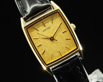 US Duty Paid Vintage 1989 Near MINT Seiko Socie 7321-6010 Gold Tank Qz 19mm Mens Watch JAPAN