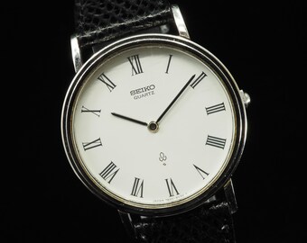 US Duty Paid Vintage 1989 Seiko Chariot 7820-8030 Roman White Dial Quartz 32mm Mens Watch JAPAN