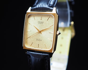 US Duty Paid Vintage 1987 Near MINT Seiko Dolce 7731-5110 Gold Tank Qz 17mm Mens Watch JAPAN