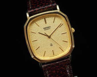 US Duty Paid Vintage 1981 Seiko Chariot 6431-5030 Gold Quartz 30mm Mens Watch JAPAN