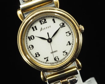 US Duty Paid Vintage 1989 Near MINT Seiko Avenue 1F21-0C60 Gold Quartz Womens 24mm Watch JAPAN
