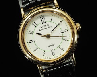 US Duty Paid Vintage 1988 Seiko Avenue 4N21-0060 Gold Round Quartz 23mm Womens Watch JAPAN