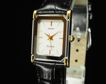US Duty Paid Vintage 1986 N MINT Seiko Exceline 1221-5820 Gold Tank Quartz Womens Watch JAPAN