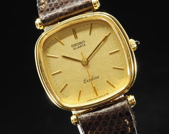 US Duty Paid Vintage 1983 N MINT Seiko Exceline 1221-5360 Gold Quartz 24mm Womens Watch JAPAN