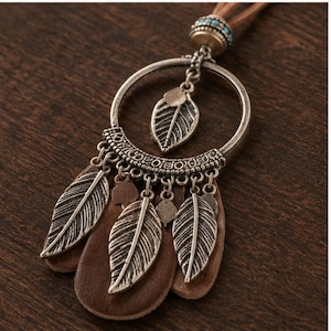 Boho Blatt Anhänger Halskette, Türkis Muschel Charme, Lange Halskette für Frauen, Festival Schmuck Geschenk