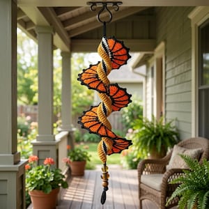 Crochet Butterfly Wind Spinner Pattern PDF,Hanging Spiral Decor,Butterfly Garden Decor,Instant Digital Download.