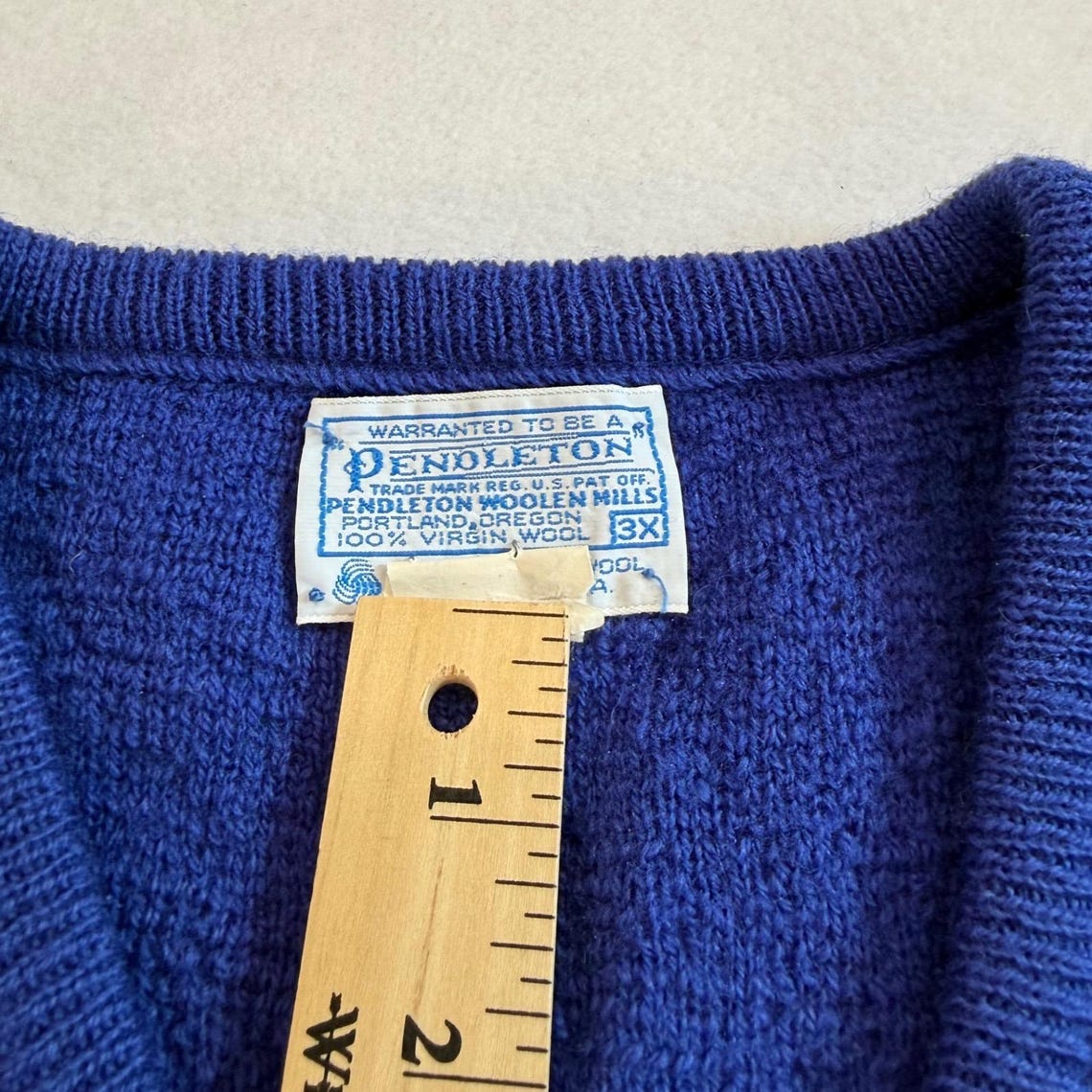 Vintage Pendleton Women 3X Blue Wool Sweater Vest V-Neck Knit Pullover, foto 3 de 5