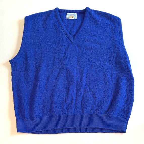 Vintage Pendleton Women 3X Blue Wool Sweater Vest V-Neck Knit Pullover