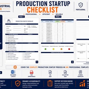 Checkliste zur Produktionsaufnahme | Bearbeitbares Word & PDF | Checkliste für den Produktionsstart | Maschine Start-Form | Produktionslinie Checkliste