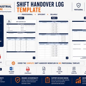 Shift Handover Log Template | Editable Word & PDF | Shift Change Report | Production Handover Form | Manufacturing Shift Log
