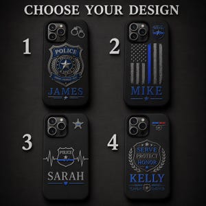 Law Enforcement Personalized Phone Case | Thin Blue Line iPhone Shell | Raised Uv Print