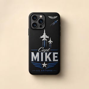 Phone Case Custom, Air Force Military Tribute Shell | Silicone | Raised Uv Texture | Name Rank