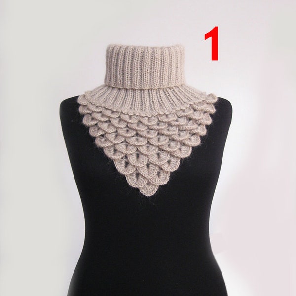 Crochet Lace Scarf Collar, Fashion Accessories, Soft Crochet Neck Warmer, Crocodile Scarf, Neck Cowl, Winter Accessories,