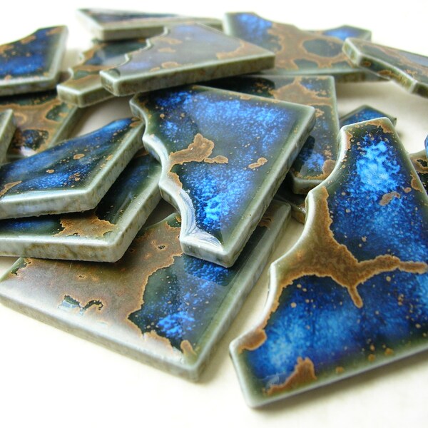 Clearance , Ceramic Corner Tiles , Mosaic Supplies , Blue Ceramic Tile Lot