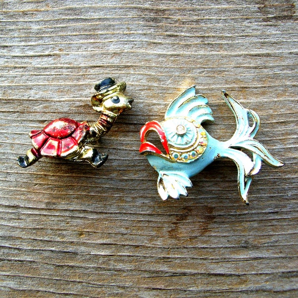 Vintage Figural Pin Lot for Repair - Fish Pin - Turtle Pin - Pin Lot - Animal Pins - Figural Pins