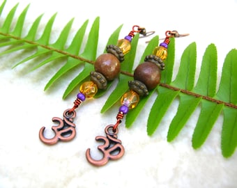 Ohm Earrings - Bohemian Earrings - Yoga Jewelry - Handmade