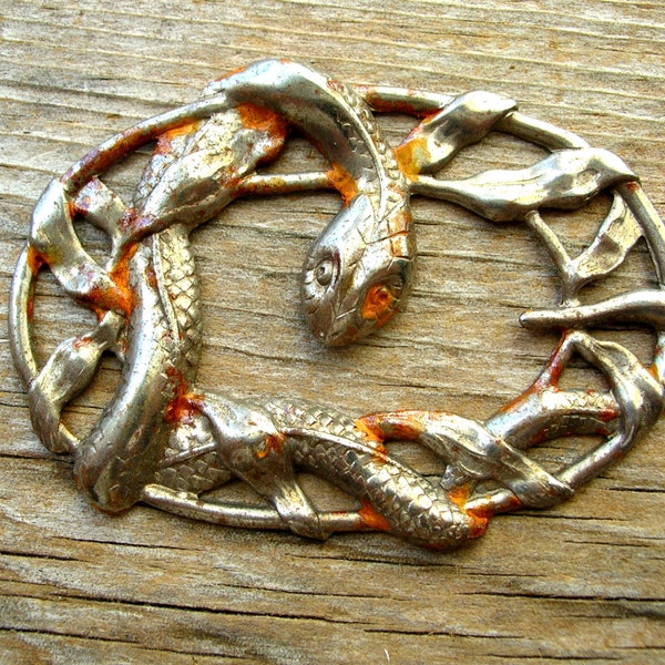 Clearance , Rare Snake Stamping, Steel Snake Finding, Silver Tone, Rusty Snake Finding , Christmas Gifts