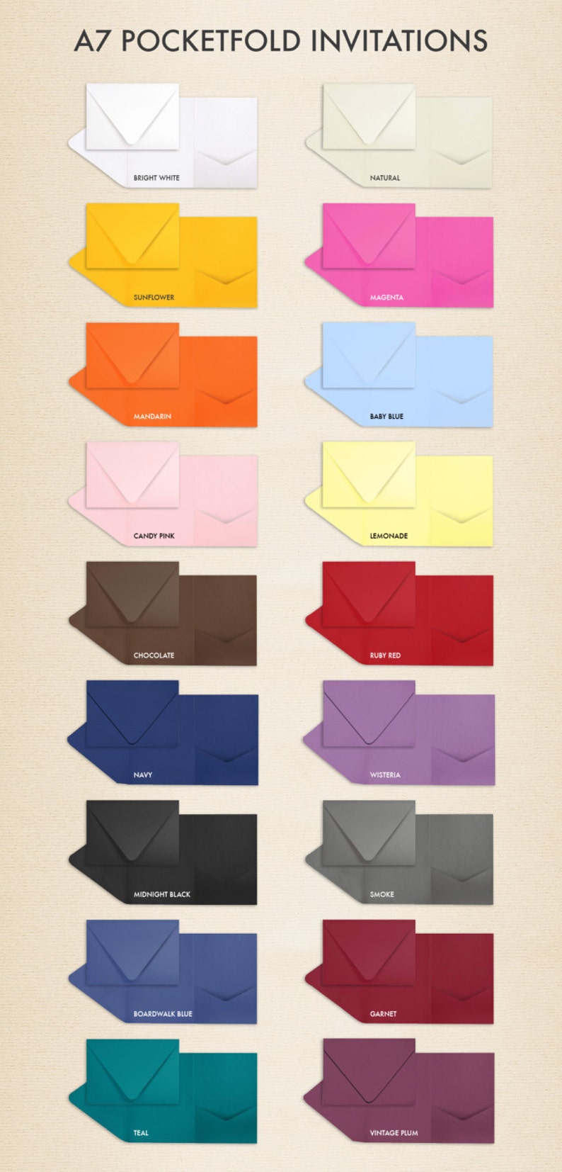 A7 Pocketfold Invitations 5 x 7 LUX Collection 50 qty. Etsy