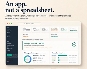 Family Budget Planner, Paycheck Budget and Bill Tracker | Monthly Expense, Savings & Debt Tracker | Offline App, No Spreadsheet