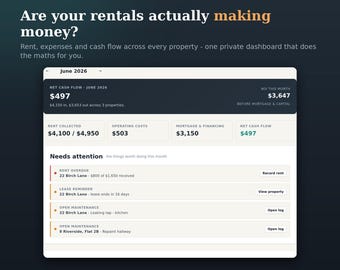 Rental Property Tracker - Landlord Rent Roll & Cash Flow App | Track Rent, Expenses, NOI, Reports | Offline, Private, No Subscription