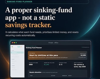 Sinking Fund Planner, Savings Goal Tracker | Plan Annual Bills, Christmas, Car & Holidays | Allocates Money by Priority | Offline App