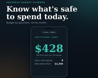 Gehaltsbudget-Planer-App – Budgetierung nach Gehaltszahlung, sichere Ausgaben, Rechnungsstellung & Cashflow, Tabellenkalkulationsalternative, Offline-Download
