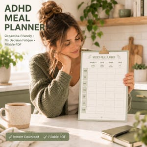 ADHD Meal Planner, Stop Forgetting to Eat, Dopamine-Friendly Weekly Map, Fillable PDF