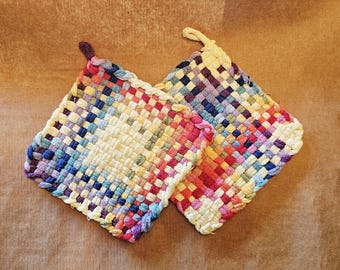 Magical Rainbow Potholders, Set of 2 100% Cotton