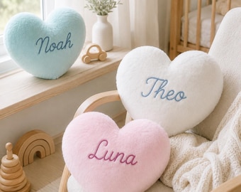 Custom Heart Pillow With Name, Soft Plush Throw Cushion, Personalized Best Friend Gift, Couple Anniversary Present, Valentine's Day Surprise
