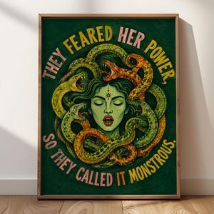 Serpent Woman, Forest Green, Coiling Snakes, Feared Her Power Poster & Canvas 0IZ7Q