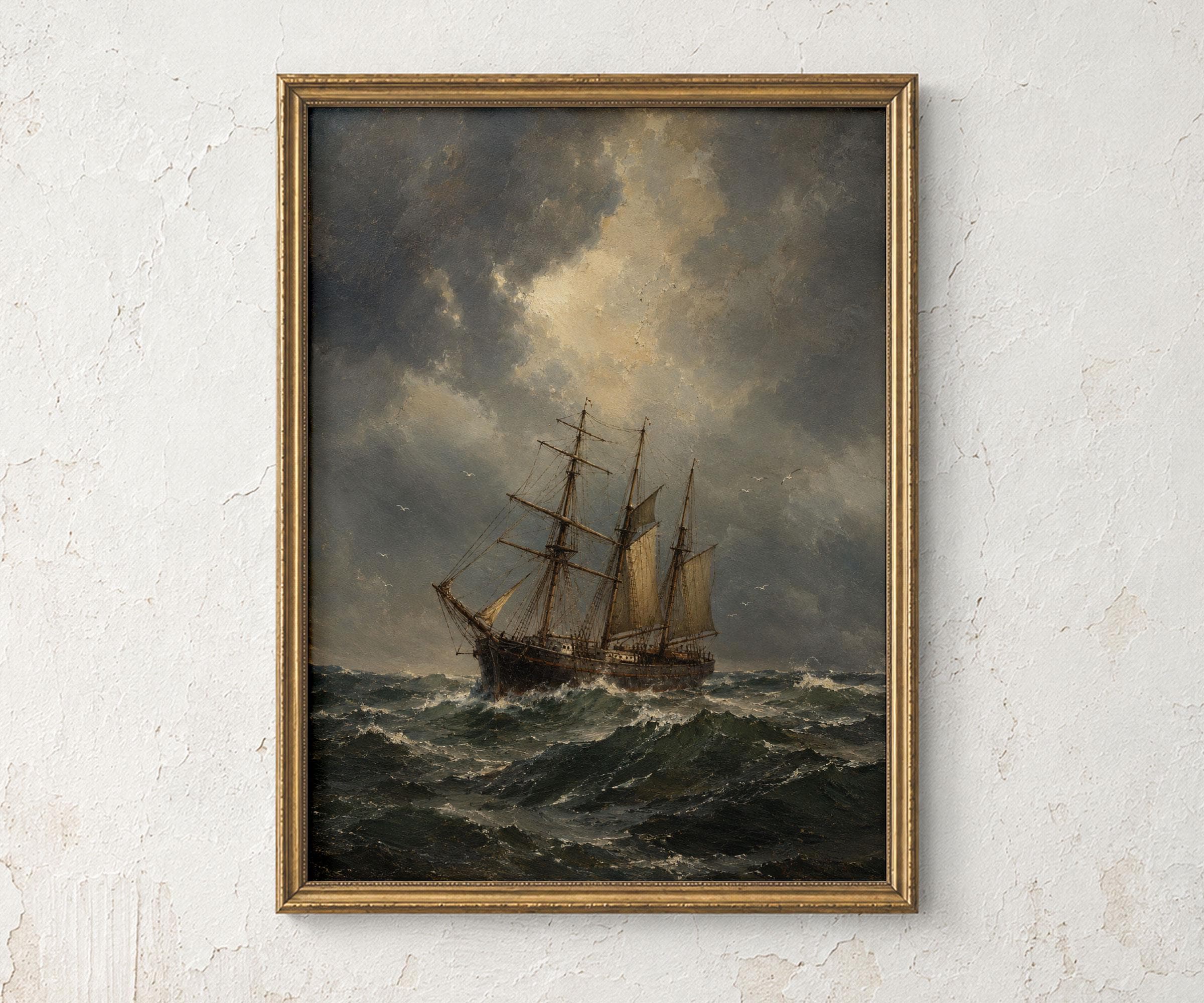 Vintage Schooner Painting - Etsy