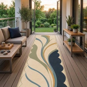 Alfombra de pasillo de lana tejida a mano, moderna, orgánica, botánica, 100 % lana de Nueva Zelanda, alfombra decorativa de tamaño personalizado para pasillo o entrada.