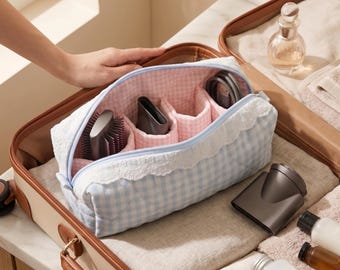 Quilted Travel Styler Case, Floral Hair Tool Organizer Bag