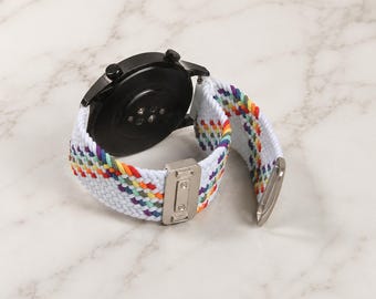 Bracelet en nylon tressé pour montre Garmin, 18 mm, 20 mm, 22 mm, bracelet sport, bracelet tissé ajustable fait main, cadeau idéal pour les activités de plein air (hommes et femmes).
