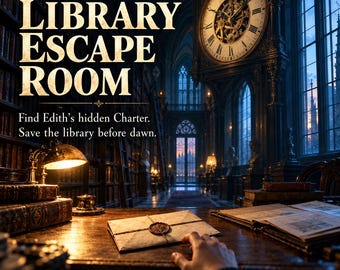 Library Escape Room for Teens & Adults 12+, The Forbidden Archive, 8 Mystery Puzzles (Printable PDF)