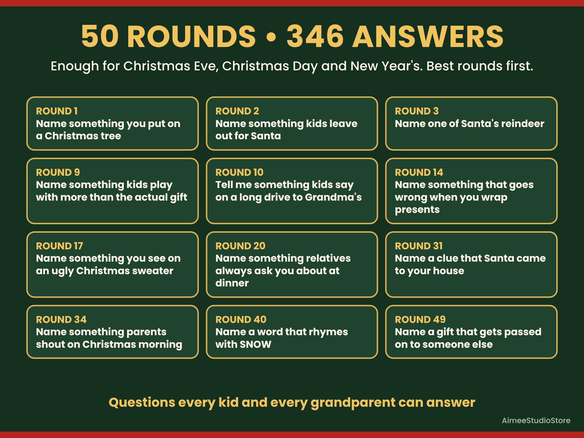 Christmas Friendly Feud, photo 5 from the Etsy listing