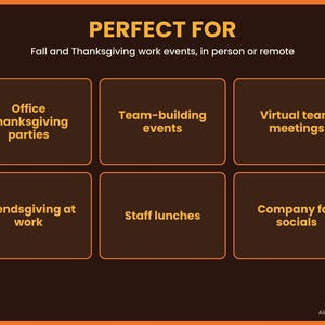 A list of recommended use cases including office Thanksgiving parties, team-building, and virtual meetings.